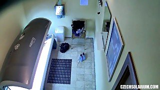 Footage of teen girl in solarium