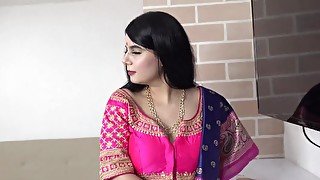 Indian auntie with big boobs fucks her step nephew hard