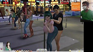 The Sims 4:8 people pole dancing hot sex