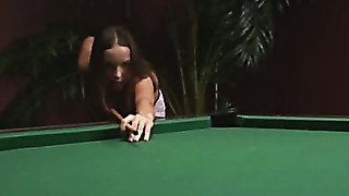 Subtle billiards sex of skinny couple