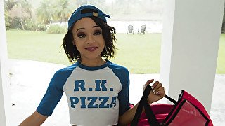 Petite brunette Holly Hendrix loves hardcore fuck in kitchen