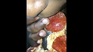 My stepsister suck my dick for some pizza before she eat it !