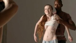 Divine breasty young whore Emily Bloom in interracial porn