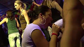 Shy amateur girls sucking cock in the disco