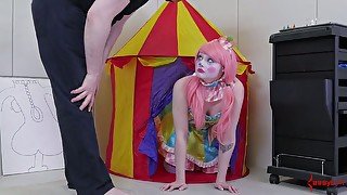 Bootyful female clown gets spanked and fucked hard in tight anal hole