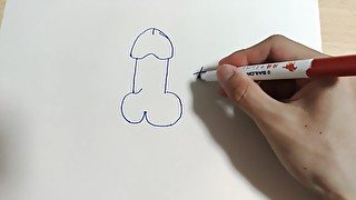 Draw an illustration of a dick. Then write a word that means dick in Japanese.