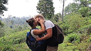 Hot couple kissing passionately while hiking in Southeast Asia! (How to kiss passionately)