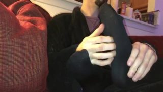 Stinky pantyhose tickling 