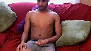 Handsome young dude works on his big cock really hard