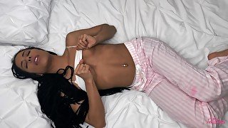 Fantastic alluring ebony babe Kira Noir loves masturbation on her own