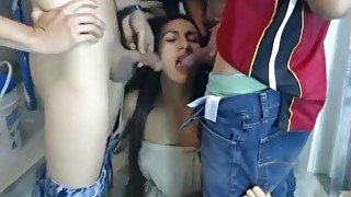 Gang bang orgy with a latina college girl