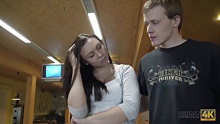 Ornella Morgen, the sexy alt-girl, gets a POV blowjob & cuckold POV of her GF's small tits