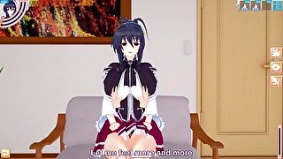 3D/Anime/Hentai. High School DxD: Akeno himejima and Issei having fun in the living room!!