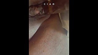 BBW creaming on big black dildo