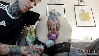 Femboy urinal & cum in chastity