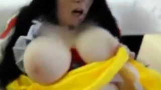 Cosplay girl with enormous boobies gets fucked