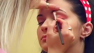 Sexy eyes girl in makeup chair