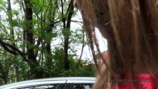 Girlfriend teen cheating in strangers car