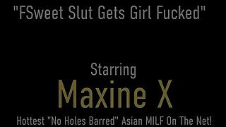 Busty Asian Persuasion! Maxine X Finger & Dildo Drills Hollie Hardcore!