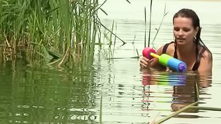 Man fucks girlfriend on the bank of a river