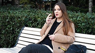 Russian Girl Spends Her Lunch Break Smoking 3 Cigs In A Row