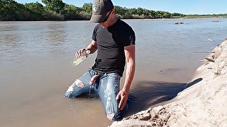 Pissing my jeans and jerking off in the Rio Grande