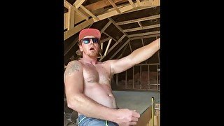 Hot ginger construction worker get off while you watch him work his woood