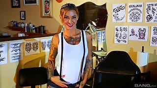 Tattooed hottie Kleio Valentien enjoys hard sex games with her friend