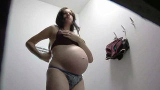 Pregnant Lady Changing Underwear at Public Changing Room