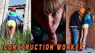 Russian teen was caught by the Builder when she masturbated