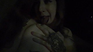 POV TATTED MILF PLAYS WITH DRIPPING WET PUSSY IN CAR