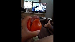 Nasty Legend rips open tomato with delicious dick and huge cumshot