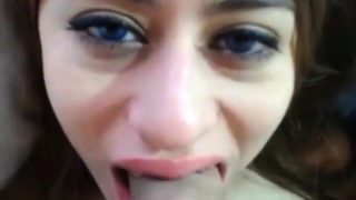 The girl with plump lips fucked hard in her mouth