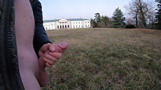 I got handjob front of a mansion