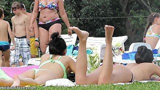 Saucy Bikini Teenagers With Exciting Rear Micro Thongs Tanning - ANALDIN