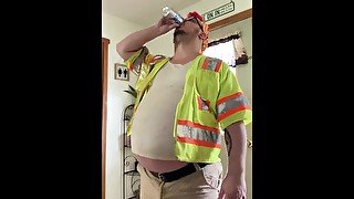 POV: road worker ask you for a drink an bloats on beer