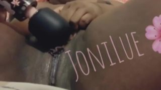 Ebony Plays With Magic Wand And Creams Hard