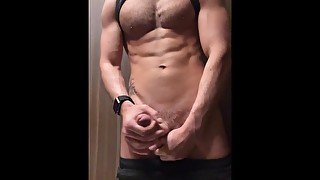 Post workout jerk off interrupted