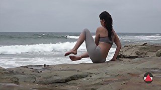 Yoga Babe On The Beach 7 Min