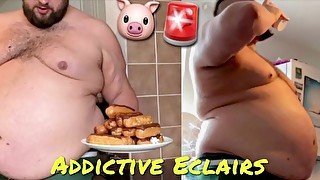 Massive Eclair Stuffing! ADDICTIVE CREAM ROLEPLAY! feedee stuffing teaser