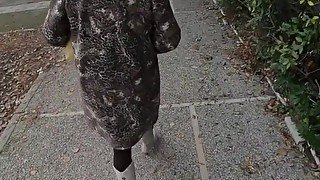 He followed me in the street and I let him cum on my boots in public park and filmed cumshot