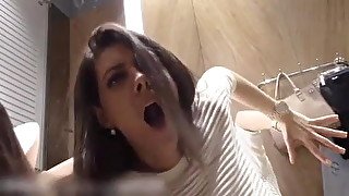 Alluring girl masturbate in dressing room