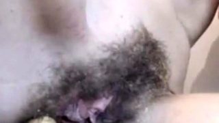 Girl play with hairy holes