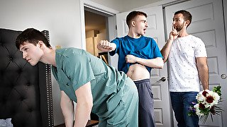 Male nurse gets a dose of hefty cock to play with