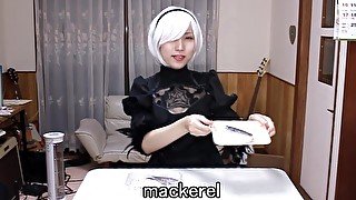 2B nier automata cosplay cooking and eating fish dishes