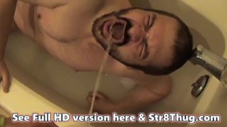 Str8Thug piss slaves mouth gulps golden urine down faggot throat dick gets hard pee swallow erection