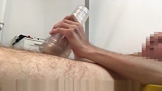 8 cock wheelchair man cumshot with loud moaning spasms (climax at 5'00)