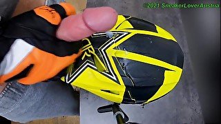 Cumshot on Fox MX helmet