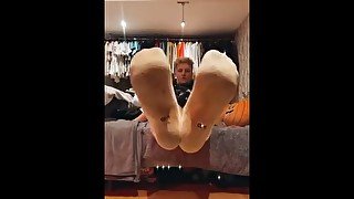 Teen sniffing socks