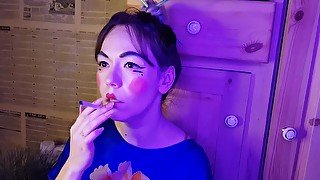 japanese stepsister smokes a cigarette